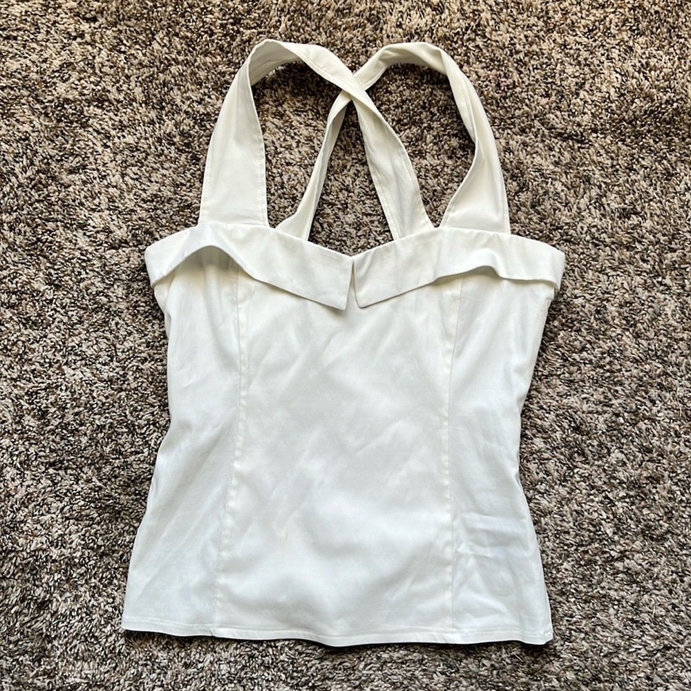 White pinup style halter top.